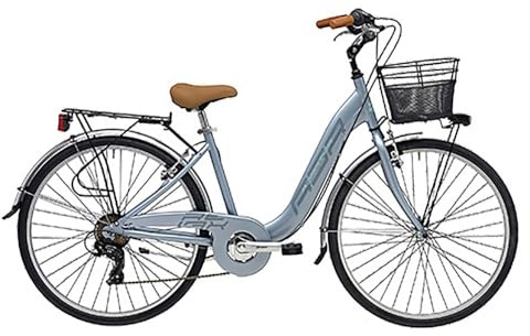 Cicli Adriatica Bazam – Bicicleta Touring de mujer de 28 pulgadas, City-Trekking Relax, cambio de 6 velocidades, cuadro de aluminio, talla 45, gris metalizado