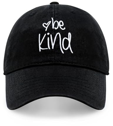 CHOK.LIDS Be Kind Trendy Womens Baseball Cap Unisex Fashion Cotton Polo Style Fun Inspirational Saying Seasonal Outdoor Travel Headwear (Black)