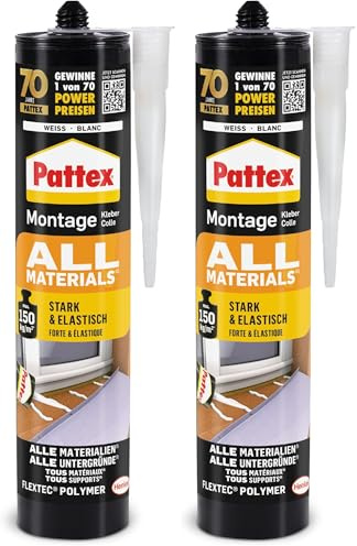 Pattex 1828610 Colle de montage Tous les matériaux 450 g, Blanc (Lot de 2)
