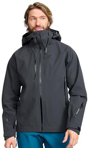 RevolutionRace Cyclone 3L Shell Jacket da Uomo, Giacca Impermeabile con Riflettori Recco per l'escursionismo, Anthracite, L