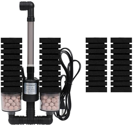 AQUANEAT Aquarium Electric Sponge Filter for Fish Tank, with Pump, with 2 Extra Sponges, Middle up to 40Gal