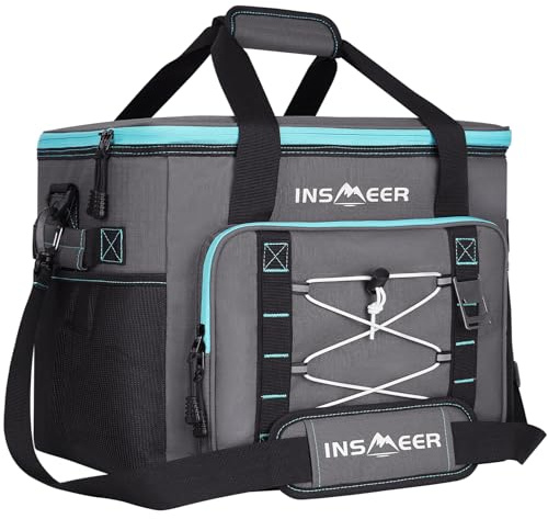 INSMEER Cooler Bag 40L, 60 Cans Large Cool Bags Insulated,Soft Cooler Leakproof/Portable/Collapsible/Foldable Cooler Bag, with Bottle Opener&Removable Shoulder Strap,Suitable for Beach Camping Picnic
