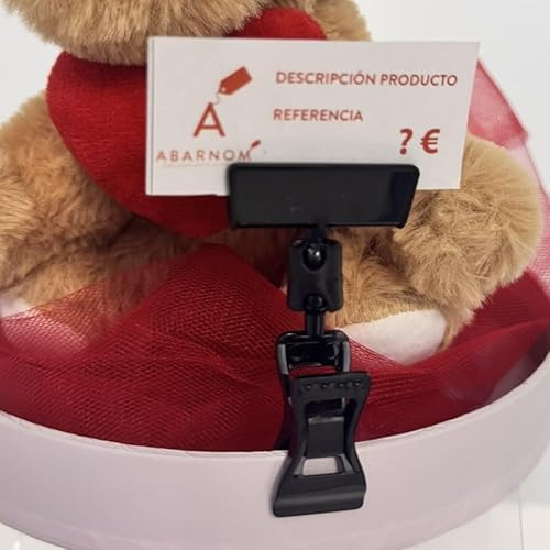 10 Pinzas pequeñas Porta Precios Giratorias Negras - Portaprecios para Tienda Etiquetas, Soporte para Etiquetas, Porta Precios Tienda, Carteles para Precios, Porta Precios Negocios (Altura 70mm)