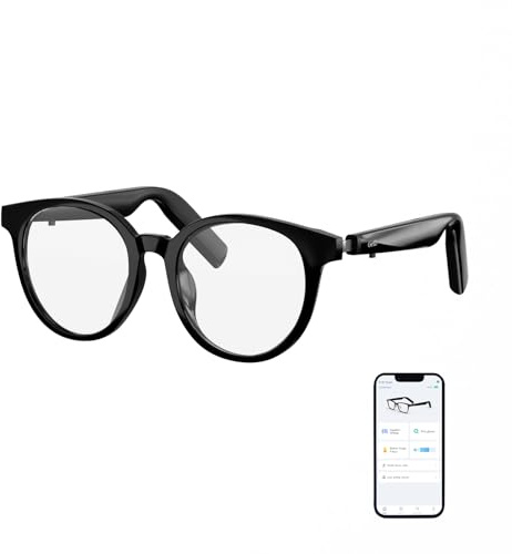GetD Lunettes Bluetooth,Lunettes Audio Intelligentes à Oreille Ouverte avec Haut-Parleur et Microphone,Lunettes de Soleil Polarisées pour Hommes et Femmes (Marco Negro + Lente Fotocrómico)