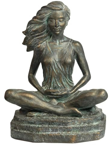 Adorno Figura, Figura de Mujer Yoga y meditación, Estatua Decorativa, Figura Femenina, Escultura Mujer meditando, decoración Zen, Figura Original, Arte en Resina acrílica. (Bronce óxido)