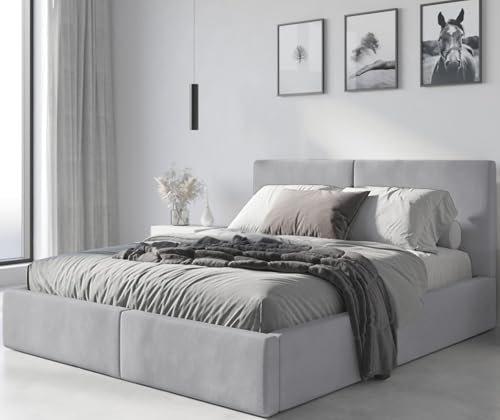 Interbeds Polsterbett Bett Doppelbett mit Stauraum mit Lattenrost Bettkasten Boxspringbett hydrophob gepolsterter Bettrahmen (hellgrau, 120x200)
