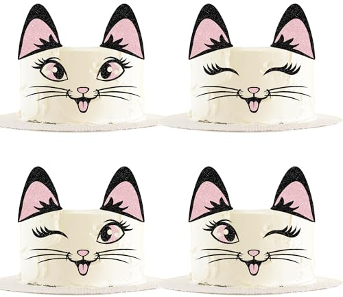 Xsstarmi 1 confezione di decorazioni per torte, gattini, decorazioni per torte, con orecchie di gatto, per compleanni, anniversari, feste, decorazioni