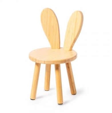 ATAA Silla Infantil Montessori de bambú Darina – Altura Adaptada para niños – Diseño Natural, ergonómico y ecológico – Ideal para rincón de Lectura o Mesa Montessori (Conejito)