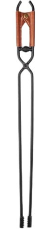 Pinzas de fuego, agarrador de troncos de metal, pinzas de troncos resistentes, herramientas portátiles para chimenea de camping para uso en interiores y exteriores