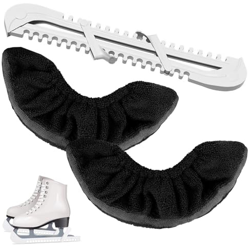 Tkxjry 2 Paire Protections de Patins à Glace, 1 Paire Couvre Lames de Patins à Glace+1 Paire Protection De Lames RéGlables, Housse de Protection pour Patins, Protection de Lame de Glace, pour Patins