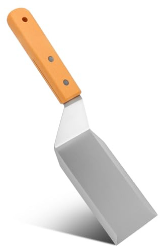 KQDRAVINE Espatula Cocina Acero Inoxidable con Mango de Madera, 11 X 2,8 Pulgadas, Utensilios Barbacoa Resistente Al Calor, Rasqueta Cocina Resistente para Barbacoas, Hamburguesas, Asados