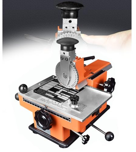 Professional Metal Tag Maker Manual Stamping Printer for Industrial Nameplates, Asset Labels Equipment Tags Manual Metal Nameplate Stamping Machine(Semi-Automatic+5mm Character Wheel)