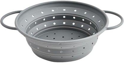 Colino da cucina – colino pieghevole con manico, filtro in silicone | Colino da cucina lavare con manici | Setaccio per pasta morbido, pieghevole e versatile