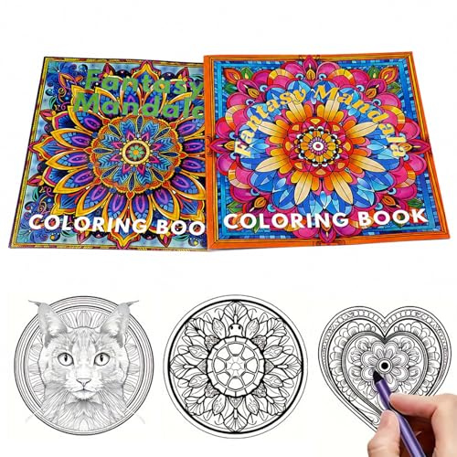 WakiHong 2 Pièces Livre de coloriage mandala Mandala coloriage adulte | Livre de coloriage adulte,56 pages avec Motifs Animaux et Fleurs,pour Se Détendre,pour les Amateurs de Color 20 * 20 cm