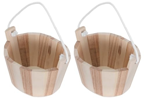 VINTORKY 2pcs Seaux de Sauna en Bois pour Rangement de Sel de Bain, Poignées en Corde, Accessoires Portables Style Sauna Finlandais Spa à Domicile