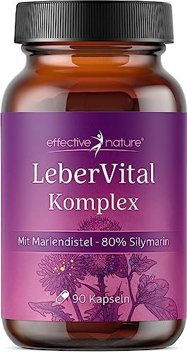 Leber Vital Komplex - Mit Mariendistel, Artischocke und Löwenzahn - Mit 80% Silymarin (Silybum marianum) - 90 Kapseln für 15-30 Tage - Hochdosiert & vegan