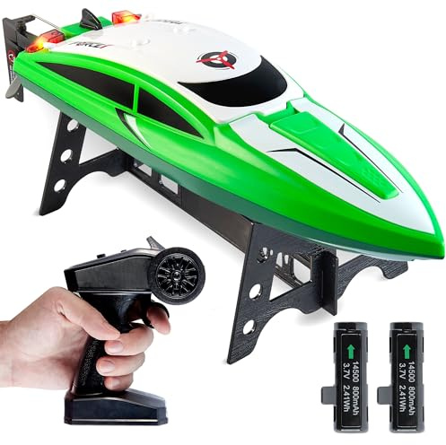 Force1 Velocity Green Fast RC Boat- Remote Control Boats for Adults and Kids, Underwater Speed Racing Mini RC Toy for Pools and Lakes, 2.4GHZ Transmitter, 2 Rechargeable Batteries, Low Battery Alert