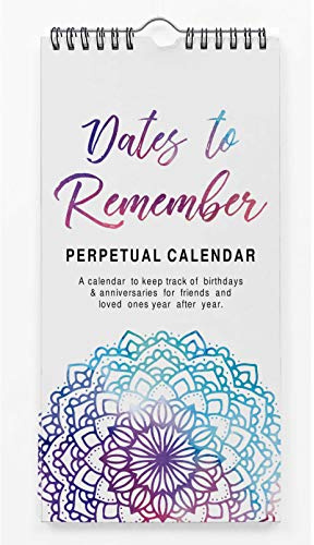 Inkdotpot Mandala Rustic Perpetual Calendar Birthday Wall Hanging Anniversary Special Event Reminder Calendar Book Journal Stationary Wall Hanging Birthday Gift Card Planner Organizer