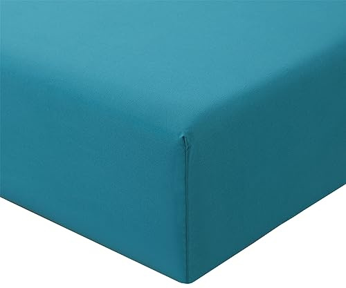 RUIKASI Double Fitted Sheet Deep - Teal Bottom Sheet for Double Size Bed with 40cm 16 Inches Extra Deep Sided Pocket, Soft Microfiber Bedsheet Ultra Deep Fit with Mattress