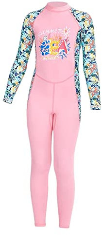 Neoprenanzug Kinder Full Suits Badeanzug UV-Schutz Warmhalten Langarm-Neoprenanzüge zum Schwimmen Tauchen Scuba, Pink XL