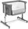 DREAMADE 2 in 1 Beistellbett, 5-stufig Höhenverstellbar Reisebett mit Matratze & Rollen, 86 x 63cm Stubenwagen Baby ab Geburt bis 9 kg, 10° Neigung Babybett (Grau)