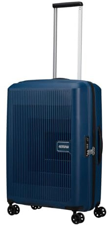 American Tourister Aerostep - Spinner M, Erweiterbarer Koffer, 67 cm, 66.5/72.5 L, Blau (Navy Blue)