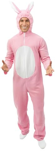 P'TIT CLOWN 21128 - Disfraz de conejo para adulto, unisex, perfecto para Carnaval, EVG, EVJF, Pascua, Halloween y otras fiestas de disfraces, fácil de poner, cómodo, L/XL, rosa