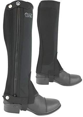 AK New Washable Windproof Unisex Winter Pro Equestrian Half Chaps – Durable Horse Riding Leg Protection for Men & Women, Breathable & Adjustable Fit AKRS-2147 (Black, L)