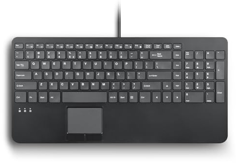 Perixx PERIBOARD-534 US Kompakte USB-Tastatur mit Touchpad, X-Typ-Scherentasten, 39,7 x 19,8 x 3 cm, integrierte 2 USB-Hubs und Nummernblock