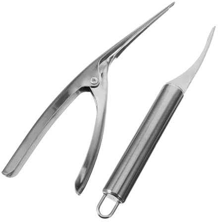 POPETPOP Éplucheur Crevettes Portable Acier Inoxydable Décortiqueuse Ergonomique et Compacte Couteau et Pince Multifonctions pour Nettoyage Rapide des Fruits de Mer à