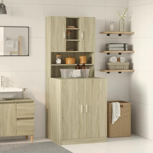 Generico Mobili Lavatrice 2pz Rovere Sonoma in Legno Multistrato,Accessori elettrodomestici,Accessori lavatrici e asciugatrici,Accessori per lavatrici e asciugatrici-3307666