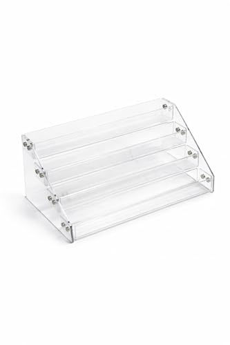 Clear Acrylic Nail Polish Organiser 4 Tier Display Stand – Nail Varnish Holder Rack for Essential Oils, Cosmetics, Lipstick, Figures – Countertop Acrylic Display Shelf Retail Storage