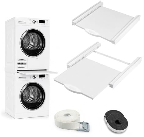 ROLLER Kappatos mellanram tvättmaskin torktumlare med låda | Aluminiumram, lämplig för 60 cm breda enheter, rammått ca 60 x 55 cm, hylla, 100 kg, tillverkad i EU, förmonterad