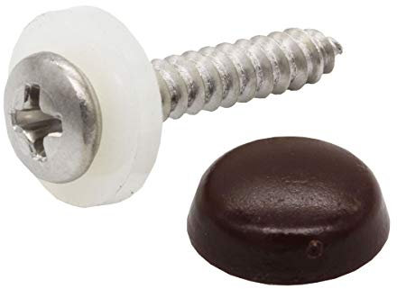 PARCO Fensterbankschrauben Edelstahl A2 inkl. Abdeckkappen Schokobraun, 100 Stück