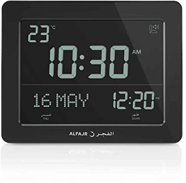 ALFAJR Wand-und Tischuhr, modernes Design (schwarz)