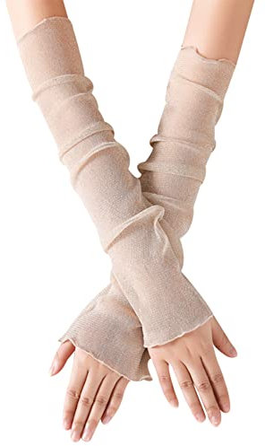 iSpchen 1 Paar Summer Ärmlinge Sonnenschutz Armstulpen Damen Elegante Spitzenhandschuhe Kühlung Eisseide Arm Sleeve Ultradünne Spitzen Armschutz Ärmel für Radfahren,Laufen,Golf,Fahren