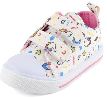 Cheerful Mario 1-5 Anni Scarpine Bimba Primi Passi Scarpe da Tela Bambina Sneaker Casual Scarpe Unicorno Bianco 21 EU