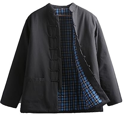 MYIESAXL Winter Tang Anzug Jacken Baumwolle Gepolsterte Mäntel Männer Dicke Warme Tai Chi Uniform Langarm Chinesische Traditionelle Kleidung Tops, Jacke Kung Fu Kleidung Hemd