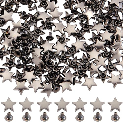 GORGECRAFT 120 Set Rivetti A Stella 12mm Chiodini in Pelle e Borchie e Spuntoni Pentagramma Piatto A Cinque Punte Rivetti Punk Decorativi per Abiti Borse Cinture Scarpe Giacche Artigianato in Pelle