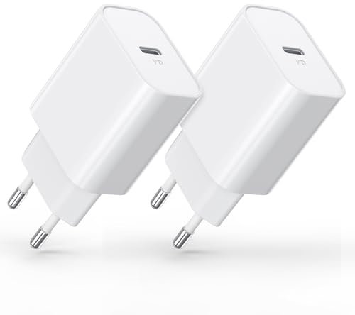 30W Chargeur i-Phone, Chargeur USB C, PD 3.0 Chargeur Rapide, Adaptateur USB-C Alimentation Compatible avec i-Phone 16/15/14/13/12 Plus Pro Max Mini, iPad, Samsung Galaxy S24/S23/22 (2-Pack)
