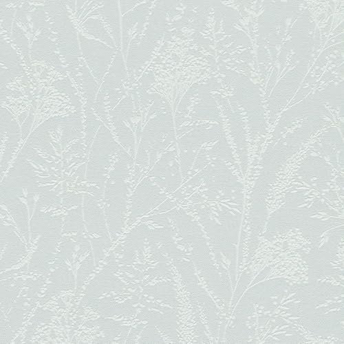 Carta da parati tono su tono Profhome 397662-GU Carta da parati TNT strutturata con ornamenti floreali scintillante verde bianco 5,33 m2