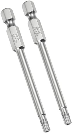 TA-VIGOR 2Pcs T20 Torx Head Screwdriver Bits 1/4 Inch Hex Shank, 75mm Long Magnetic Tamper Proof Star S2 Steel Security Torx Bits with Hole for Impact Driver Drill Bits Hand Tools