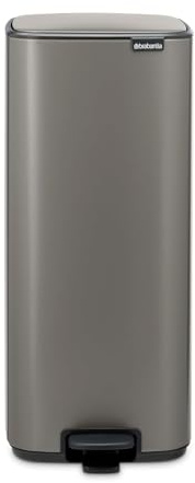 Brabantia Poubelle Bo 30L (Platine) – Poubelle cuisine à pédale à fermeture progressive – Système de tri des déchets facile à nettoyer avec seau amovible – Sacs-poubelle PerfectFit gratuits inclus