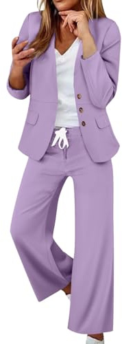 Richymfa Tailleur Pantalone da Donna Eleganti Pantaloni e Giacca Estivo Tailleur Pantalone da Donna con Bottone Formale Completa Slim Fit Giacche da Abito Blazer 2 Pezzi con Completo Pantaloni/Gonna
