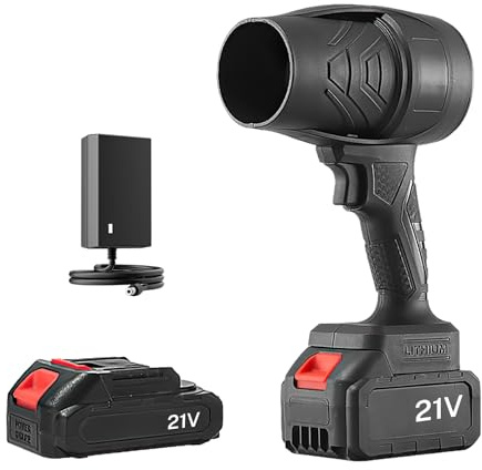 Souffleur de Feuilles sans Fil avec 2 Batteries 21V, Moteur 130000 TR/Min, débit d'air Turbo,Souffleur Électrique pour Bulles de Feuilles,Voitures, Feuilles, Neige, Poussière (Noir-1 Batterie)