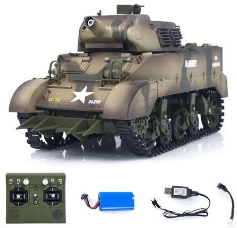 TOUCAN RC HOBBY CoolBank 1/16 Carro armato radiocomandato M8 HMC Scott Lubo Semovente Leggero Modello RC Torre Fumo Girevole Rumore Luci RTR