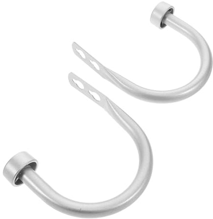 NOLITOY Ganchos para Sujetar Cortinas de Hierro 11 Mm Forma U Plateados Resistentes, Accesorios Prácticos para Atar y Acortar Cortinas, Uso en Salón y Baño, Pack 2 Unidades