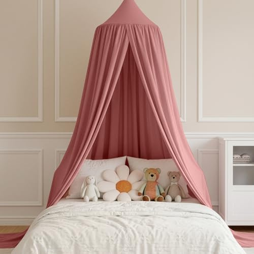 BREEZENEST Bed Canopy Mosquito Net for Twin/Full/Queen Beds – Soft Polyester Bed Cover, Breathable & Skin-Friendly, Blocks Glare, Protects Against Mosquitoes, Easy Installation (Reddish Brown)