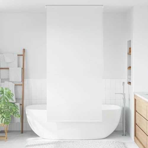 Shower Roller Blind, 100 x 240 cm, White, Semi-Transparent, Made of PEVA, Water-Repellent with Pull Cord, Can be Mounted, Left and Right, for Bathroom, Shower, Bathtub,