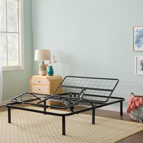 Linenspa Adjustable Bed Frame - Independent Head and Foot Incline - Powerful Quiet Motor - Easy Toolless Assembly - Lounge - Watch TV - Working - Reading - Ergonomic - Electric Bed Base - Queen Size
